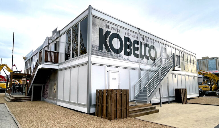 White EventMAX exhibit for Kobelco