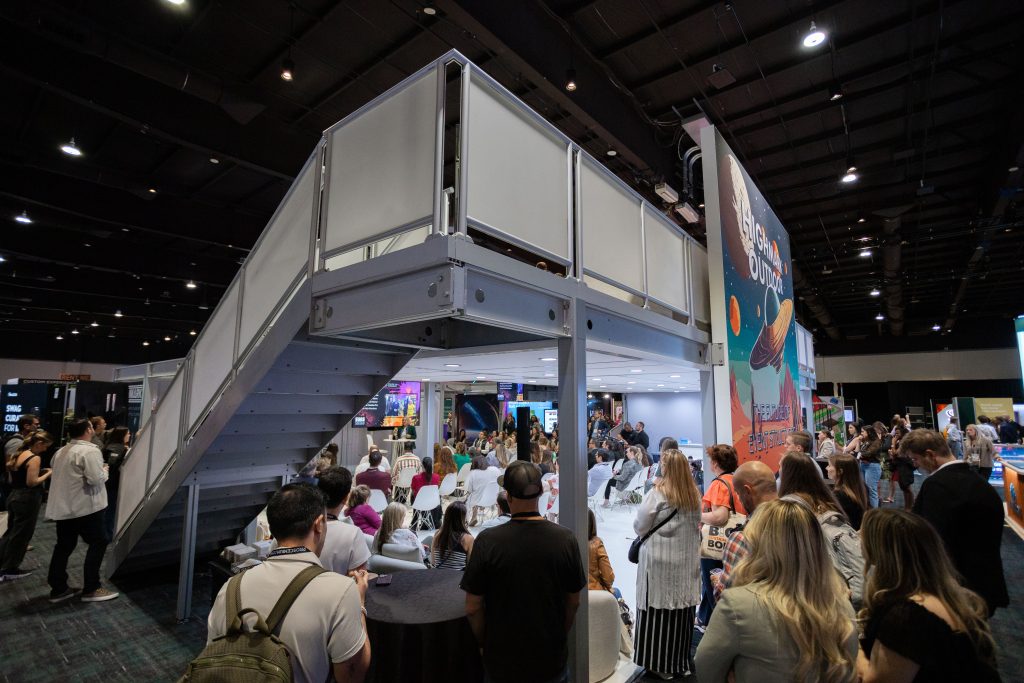 EMS attendees watching presentation on first floor of Highmark structure