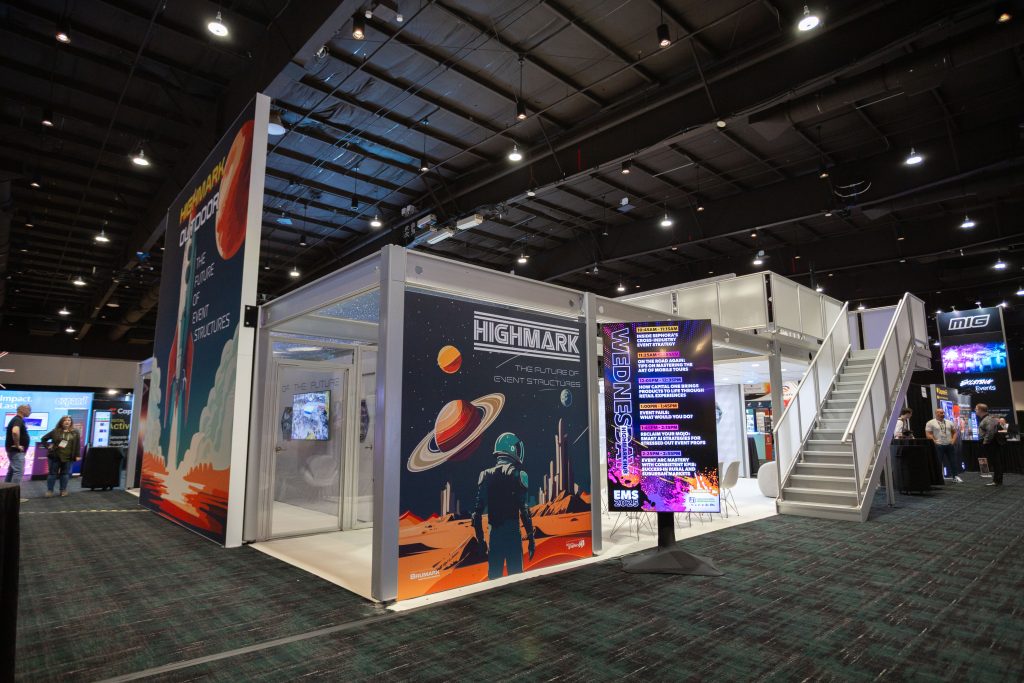 modular indoor event structure with Highmark branding 2025