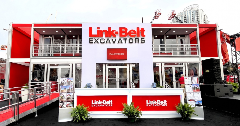 Link Belt Excavators branded two story outdoor structure