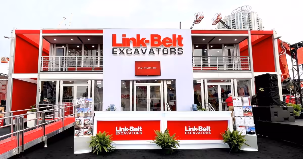 Link Belt Excavators branded two story outdoor structure