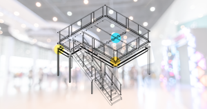 double deck structure illustration over blurred event background