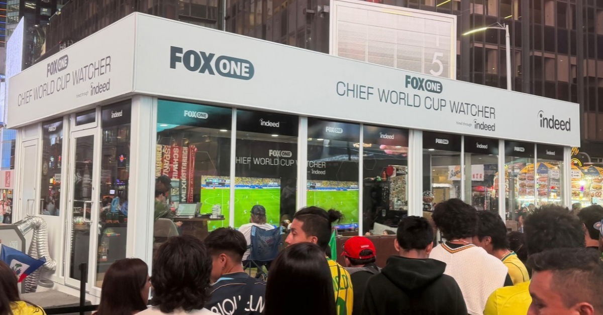 Crowd outside Fox One World Cup booth